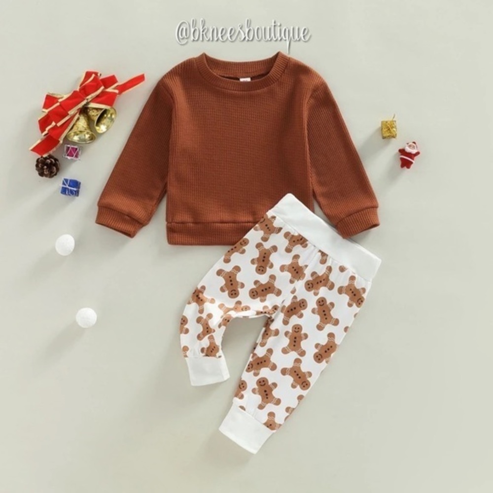 Toddler Boutique Gingerbread Holiday 2pc. Matching Knit Sweater Set